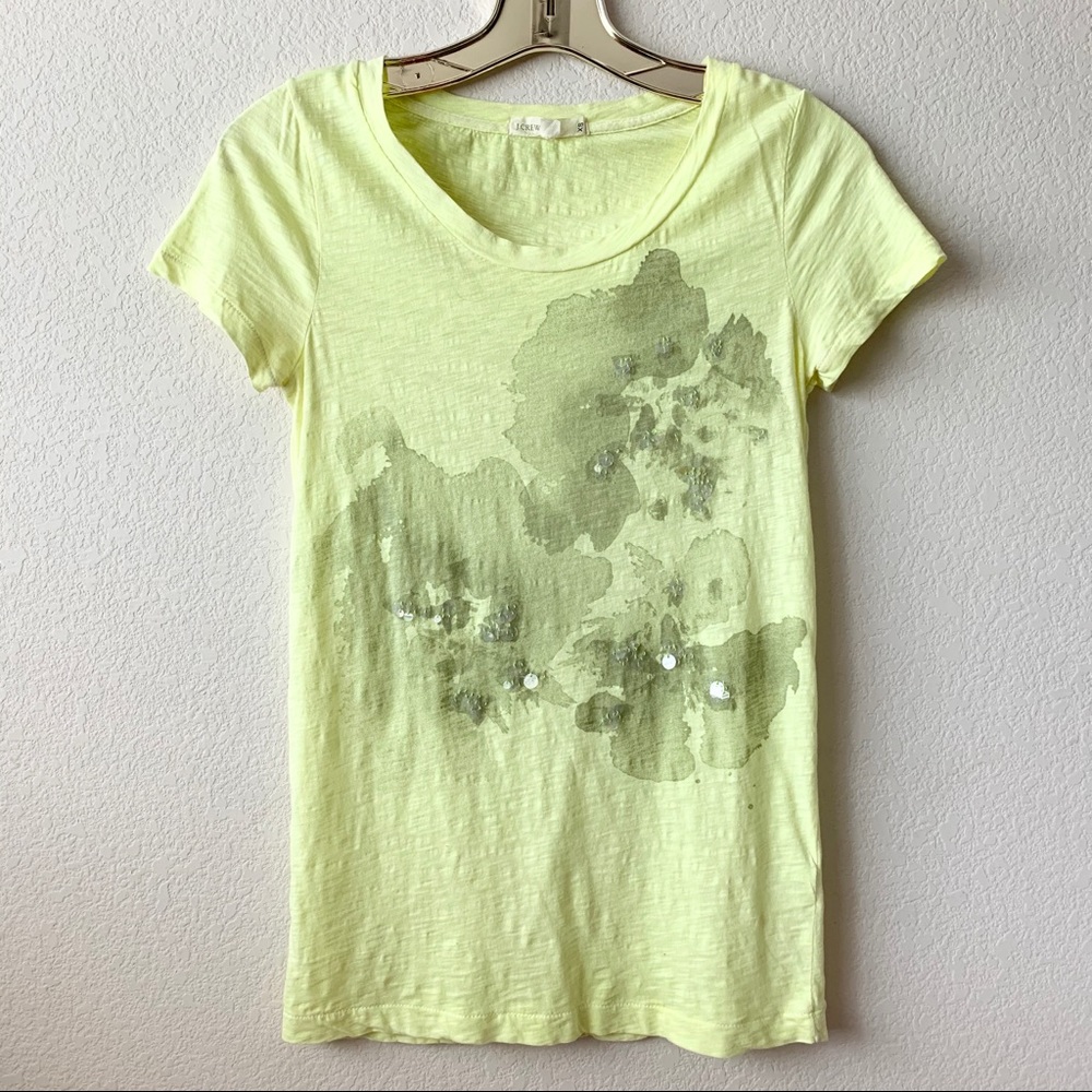 Vintage J. Crew neon watercolor sequin tee